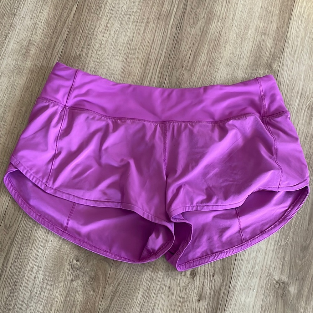 purple lululemon speed ups shorts